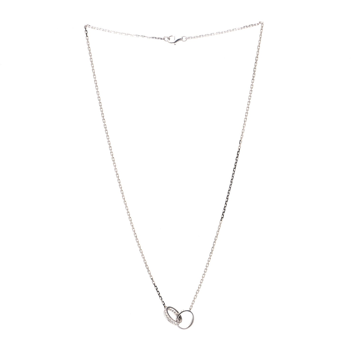 Cartier 18K White Gold Diamond Interlocking LOVE Necklace 2 of 7