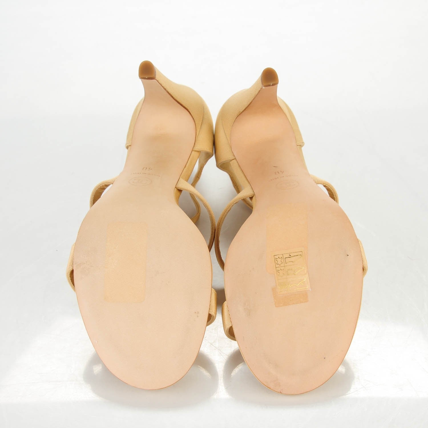 Chanel Grosgrain Pearl Sandals 40 Beige 6 of 8