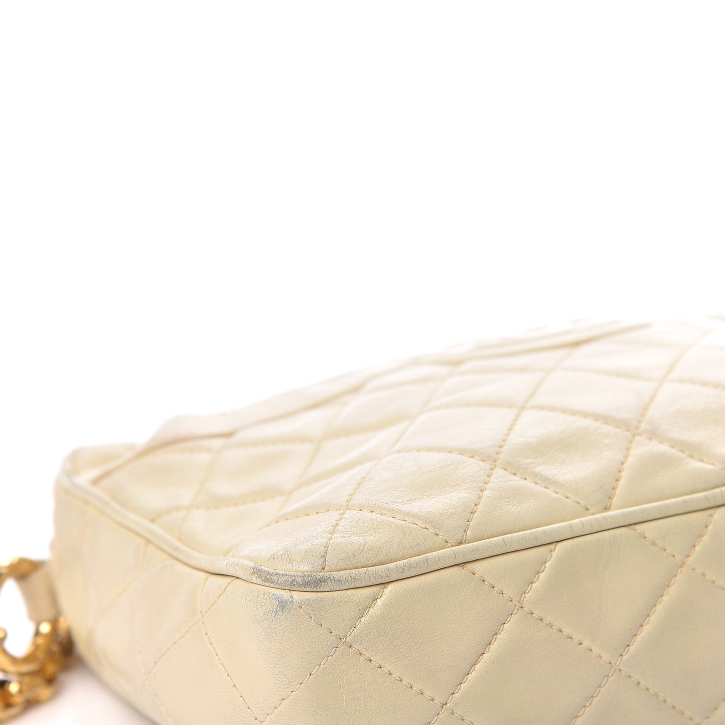Lambskin Quilted Tassel Camera Case Pouch Beige