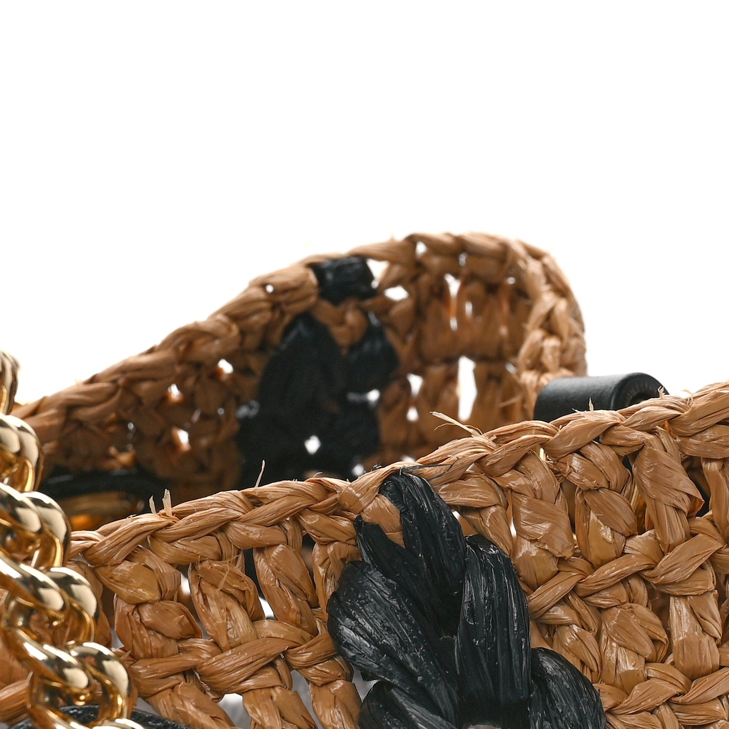 Raffia Effect Large GG Marmont Shoulder Tote Bag Natural Black