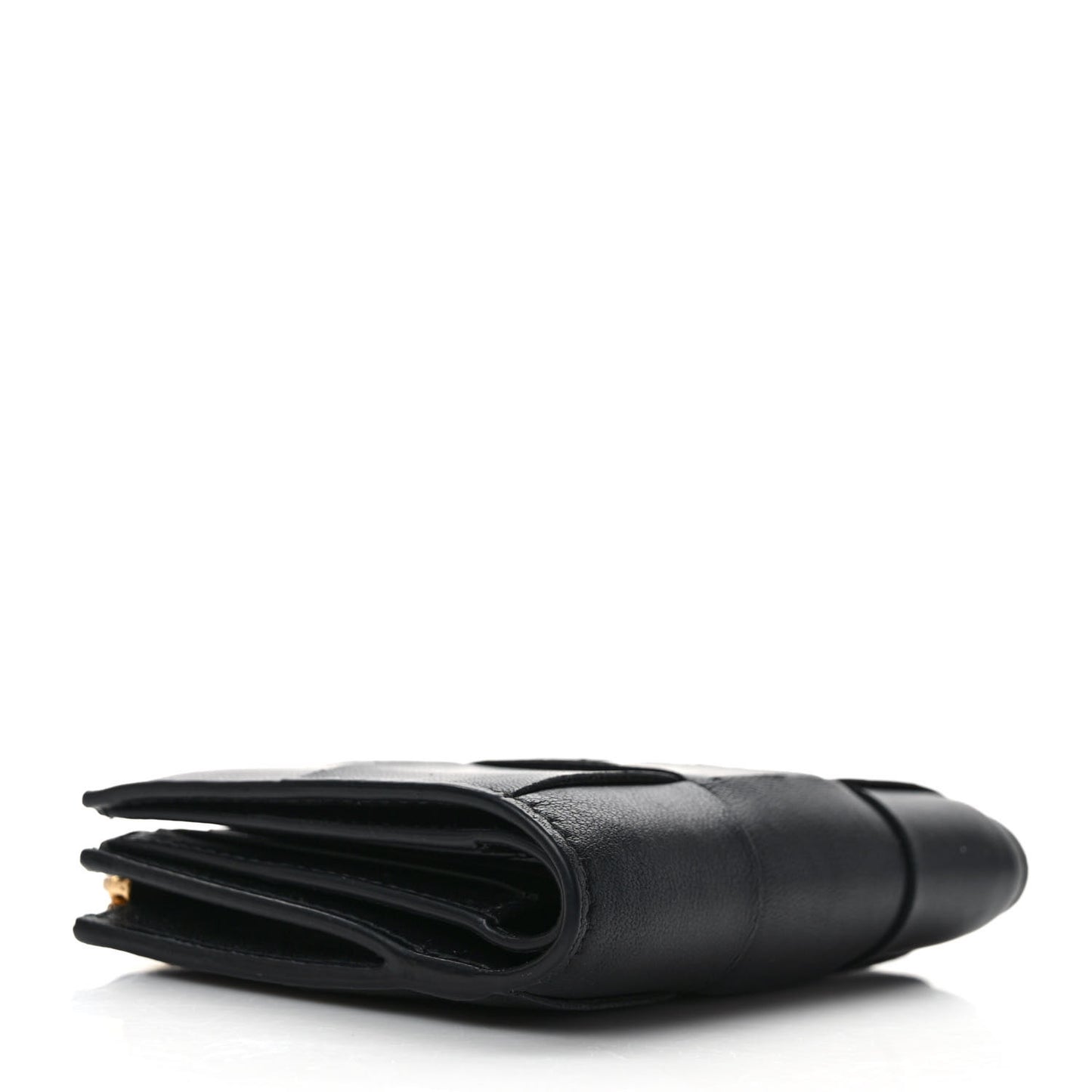 Nappa Maxi Intrecciato Small Bi-Fold Zip Wallet Black