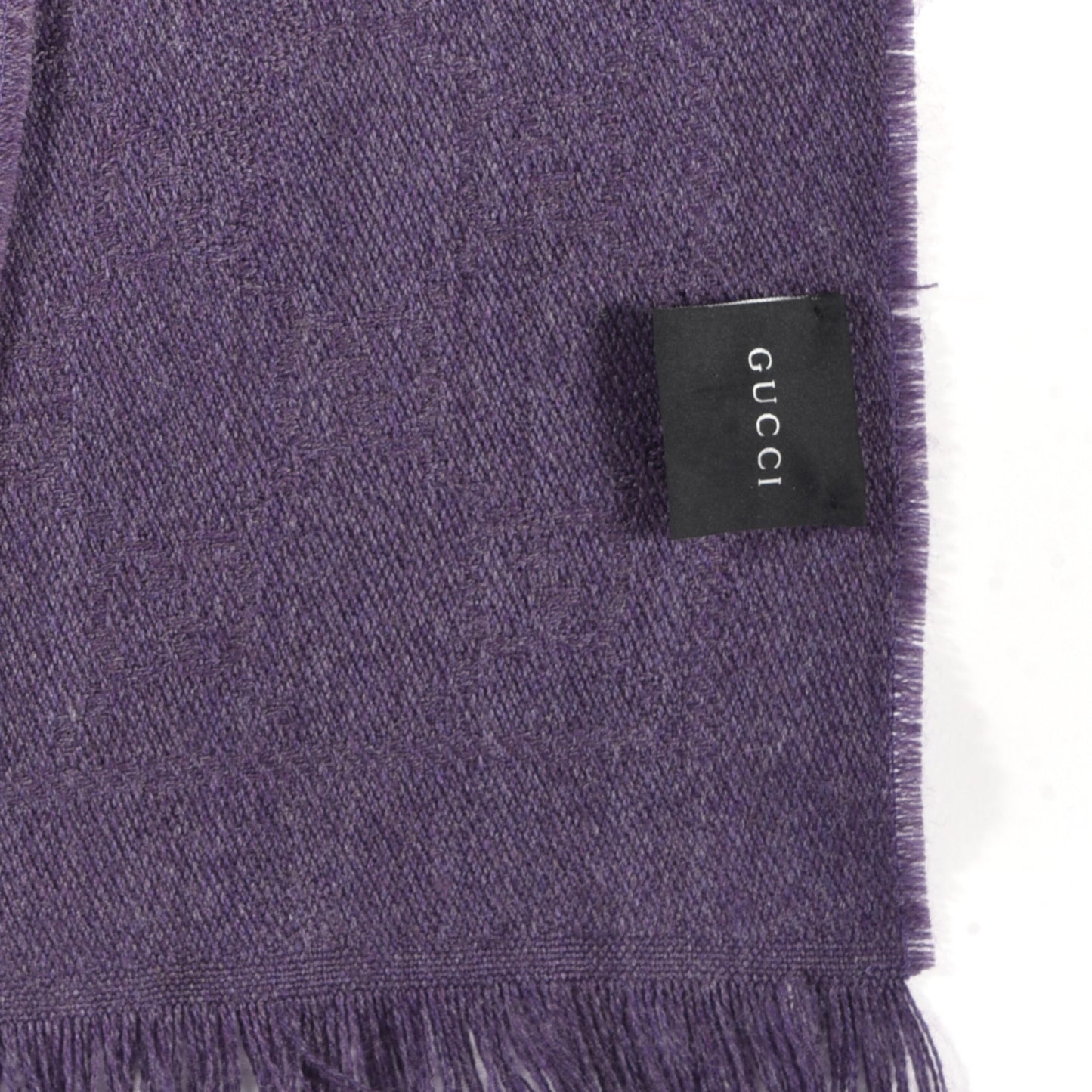 Wool Monogram Fringe Scarf Purple