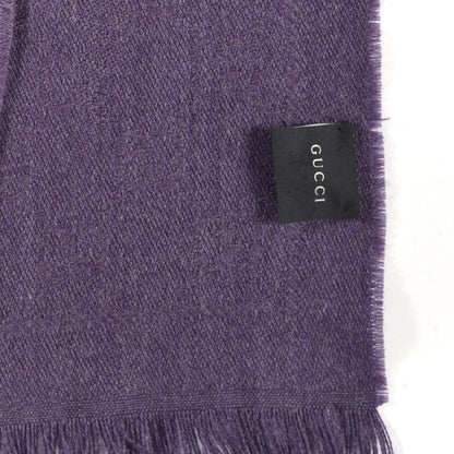 Gucci Wool Monogram Fringe Scarf Purple 3 of 3