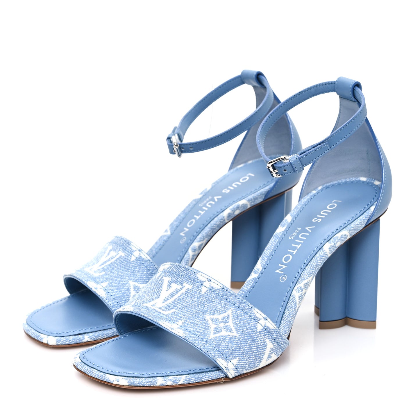 Monogram Denim Silhouette Sandals 39 Blue