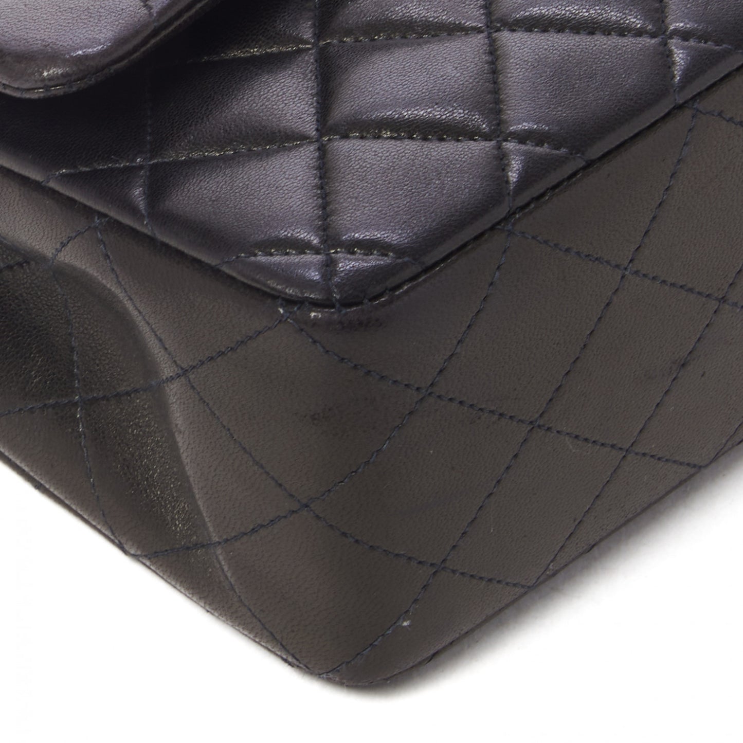 Lambskin Quilted Medium Double Flap Brown