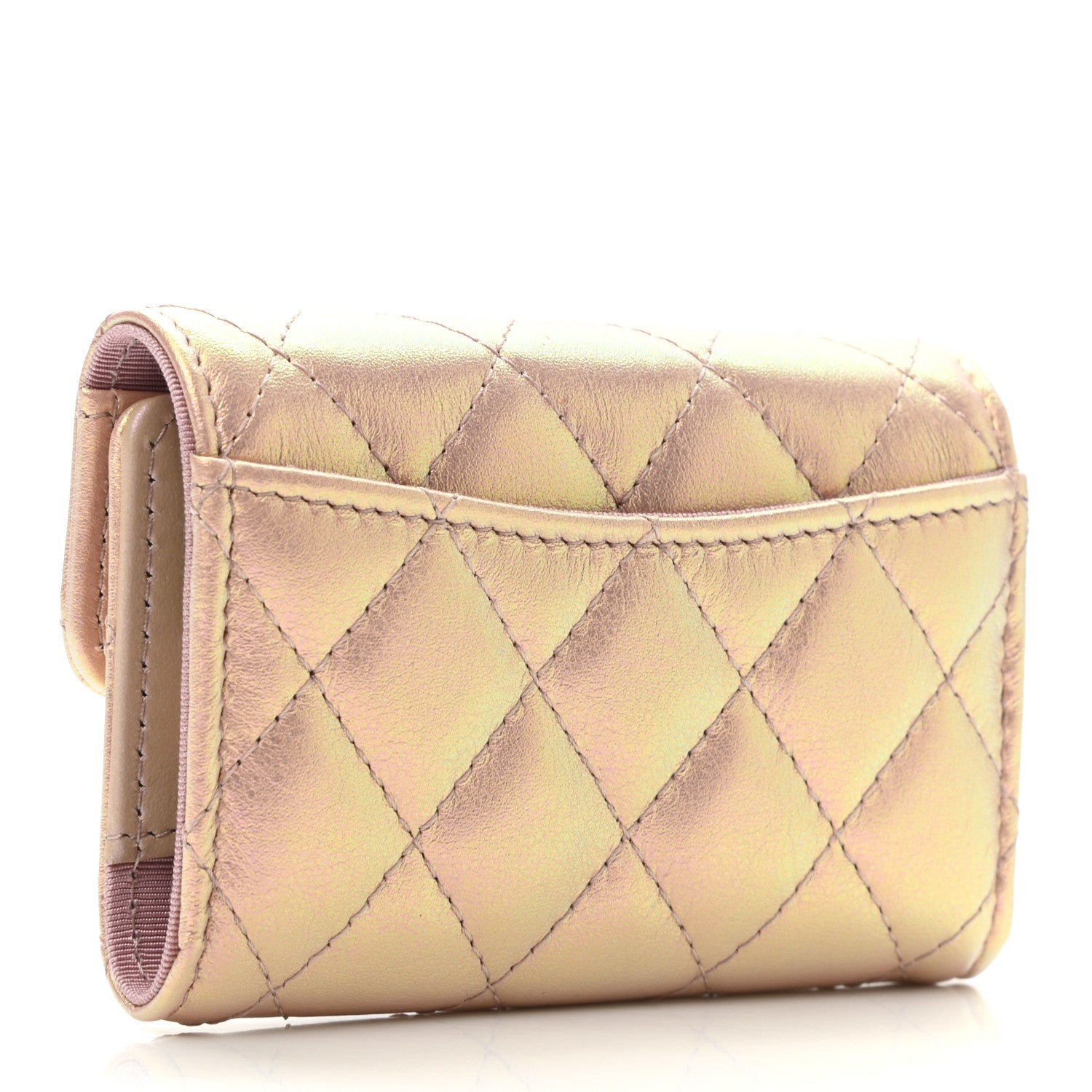 Chanel Iridescent Calfskin Quilted Classic 4 Key Holder Wallet Pink 3 of 8