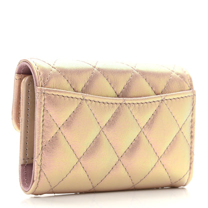 Chanel Iridescent Calfskin Quilted Classic 4 Key Holder Wallet Pink 3 of 8