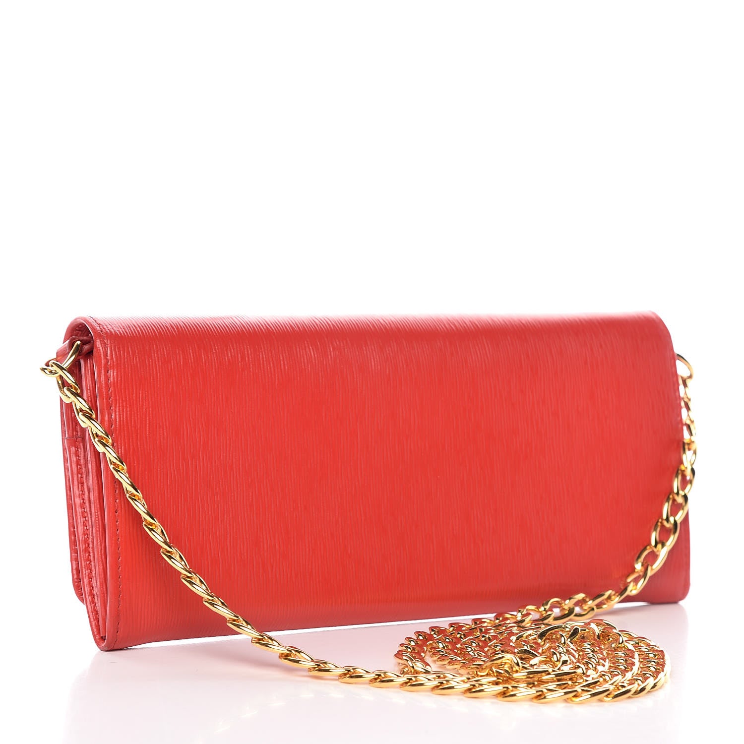 Prada Vitello Move Metal Oro Chain Wallet Lacca 3 of 12