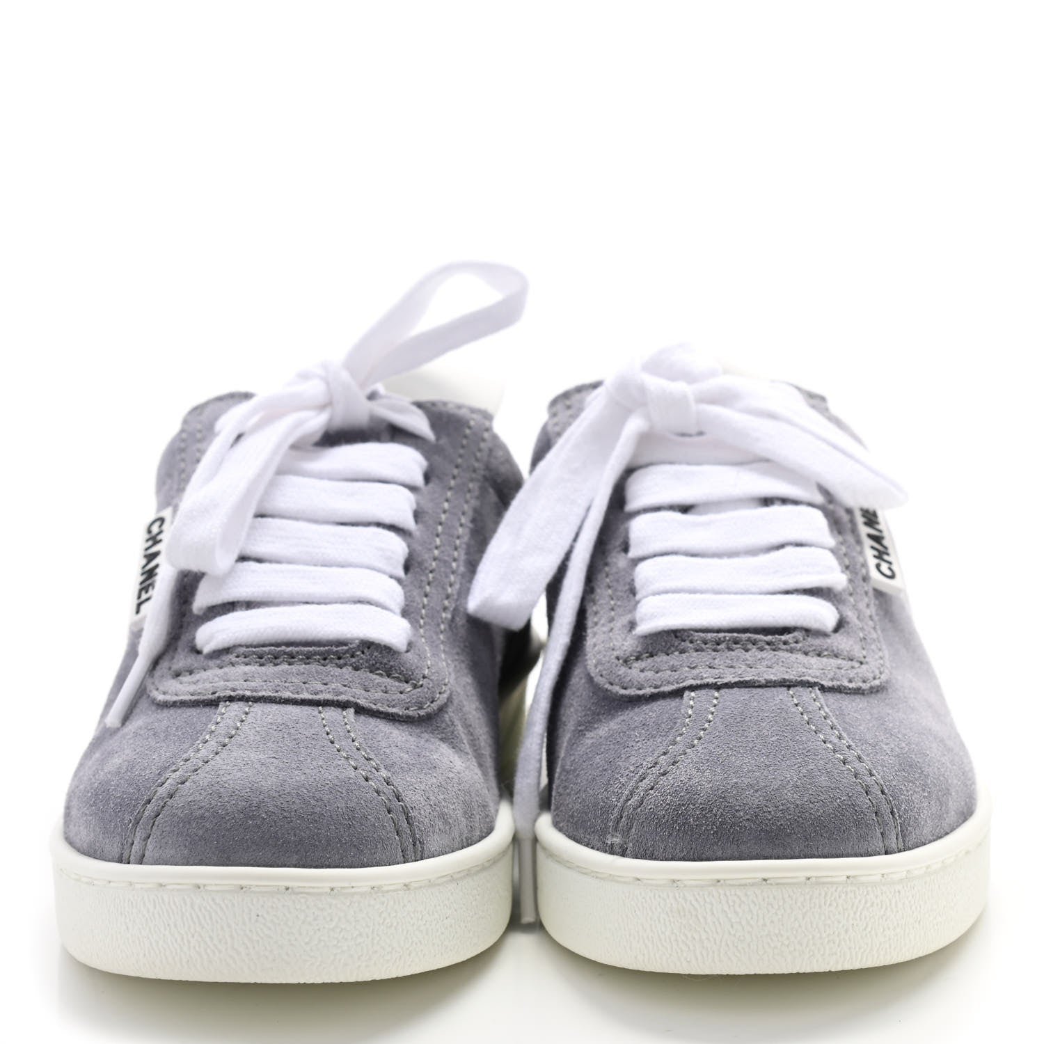 Chanel Suede Calfskin Womens Sneakers 35 Dark Gray 2 of 8