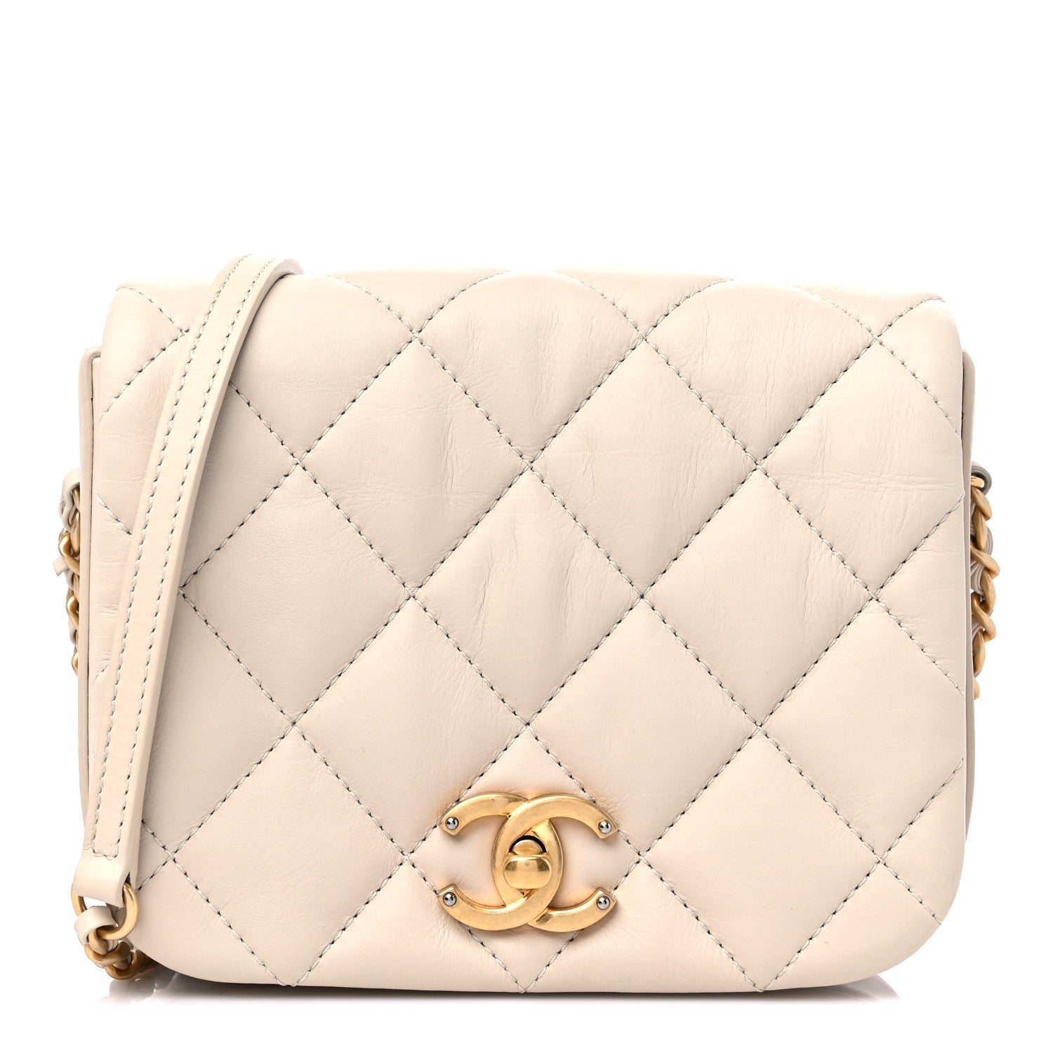 Chanel Calfskin Quilted Mini Nailed CC Flap Bag Beige 1 of 11