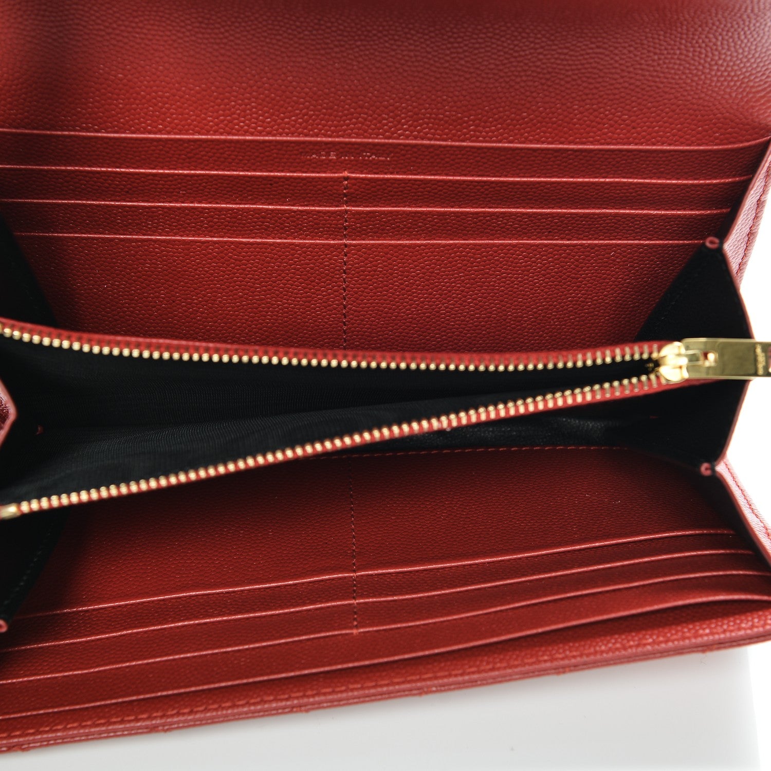 Saint Laurent Grain De Poudre Matelasse Chevron Monogram Wallet New Red 7 of 8