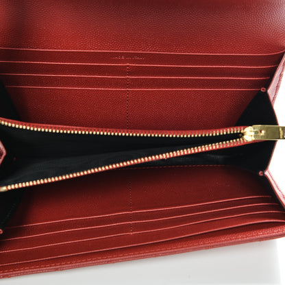 Saint Laurent Grain De Poudre Matelasse Chevron Monogram Wallet New Red 7 of 8