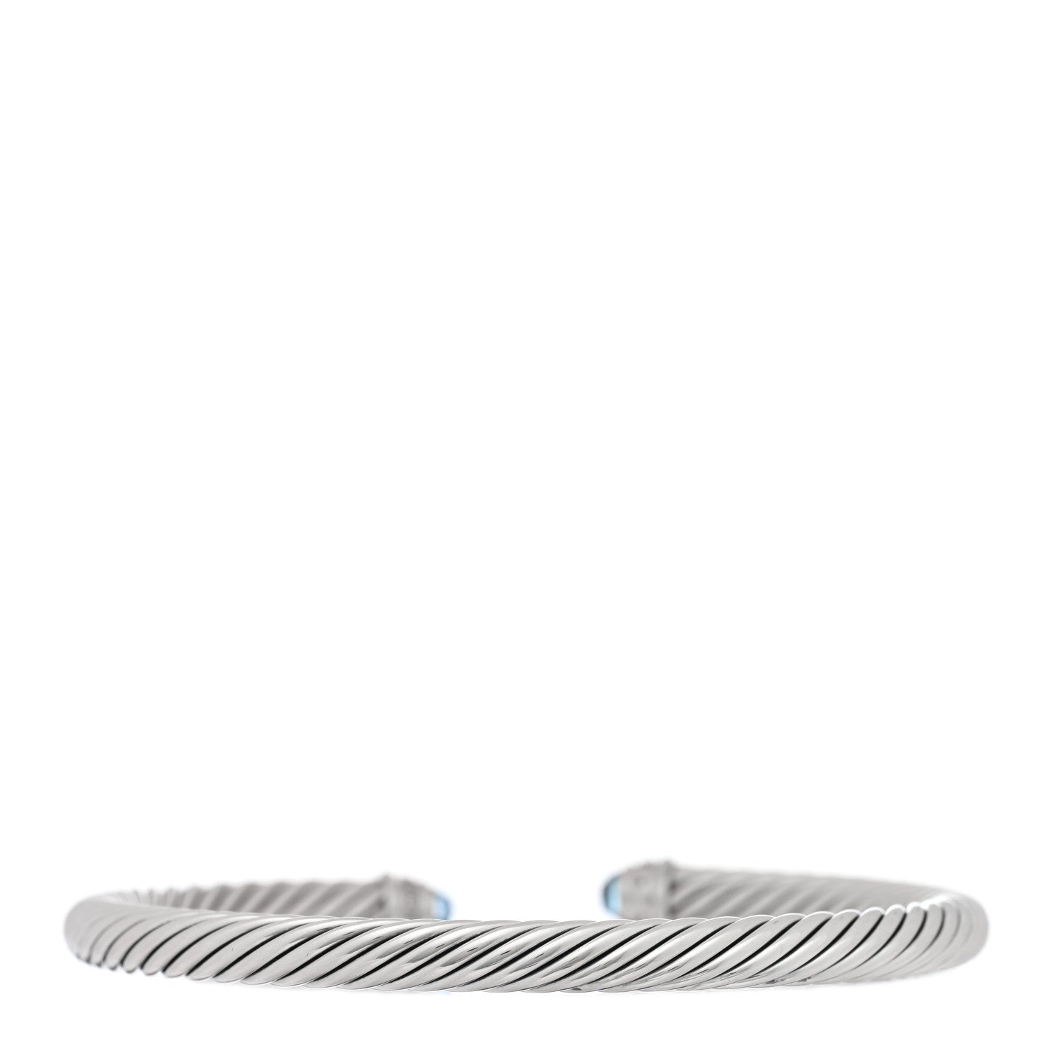 David Yurman Sterling Silver Diamond Blue Topaz 5mm Cable Classics Bracelet 2 of 3