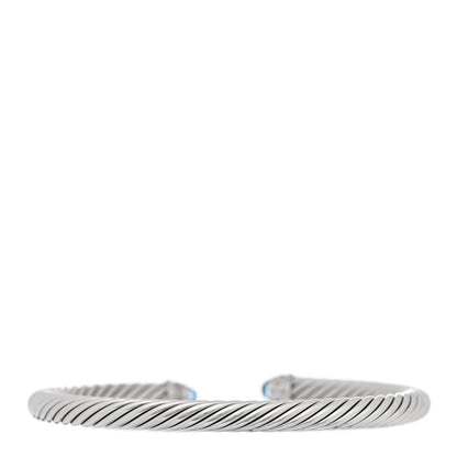 David Yurman Sterling Silver Diamond Blue Topaz 5mm Cable Classics Bracelet 2 of 3