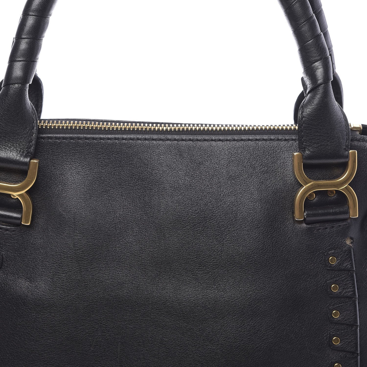 Chloe Calfskin Studded Medium Marcie Satchel Black 10 of 12
