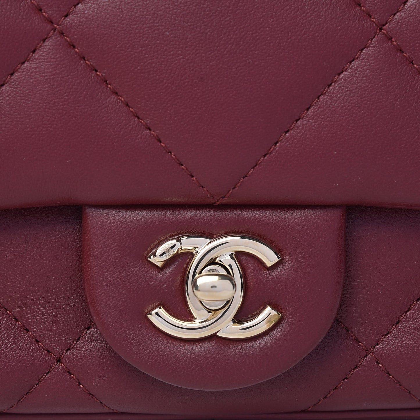 Lambskin Quilted CC Flap Bag Burgundy