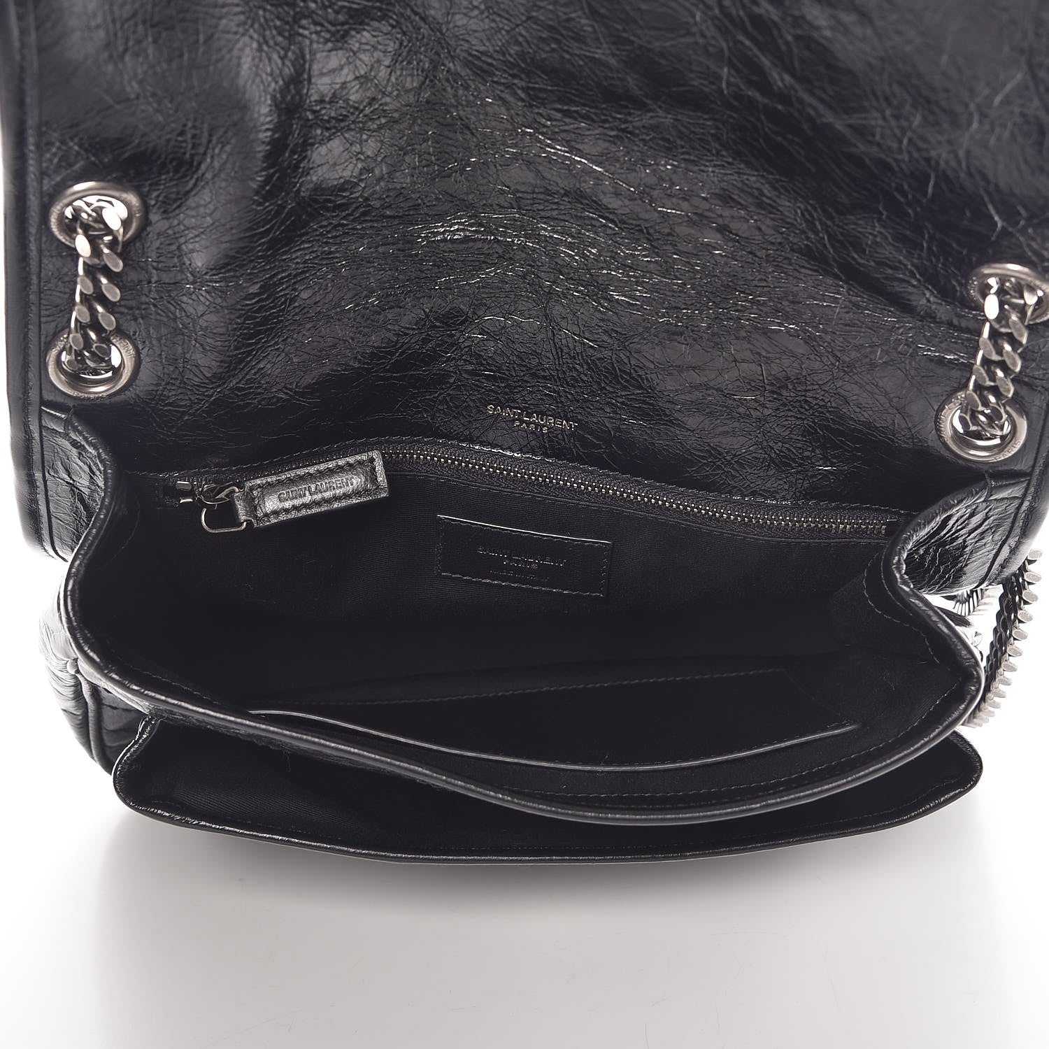 Saint Laurent Crinkled Calfskin Matelasse Monogram Medium Niki Chain Satchel Black 5 of 9