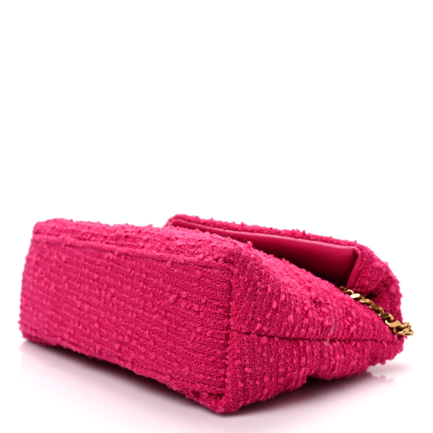 Saint Laurent Boucle Tweed Quilted Toy Loulou Puffer Monogram Chain Satchel Magenta 7 of 7
