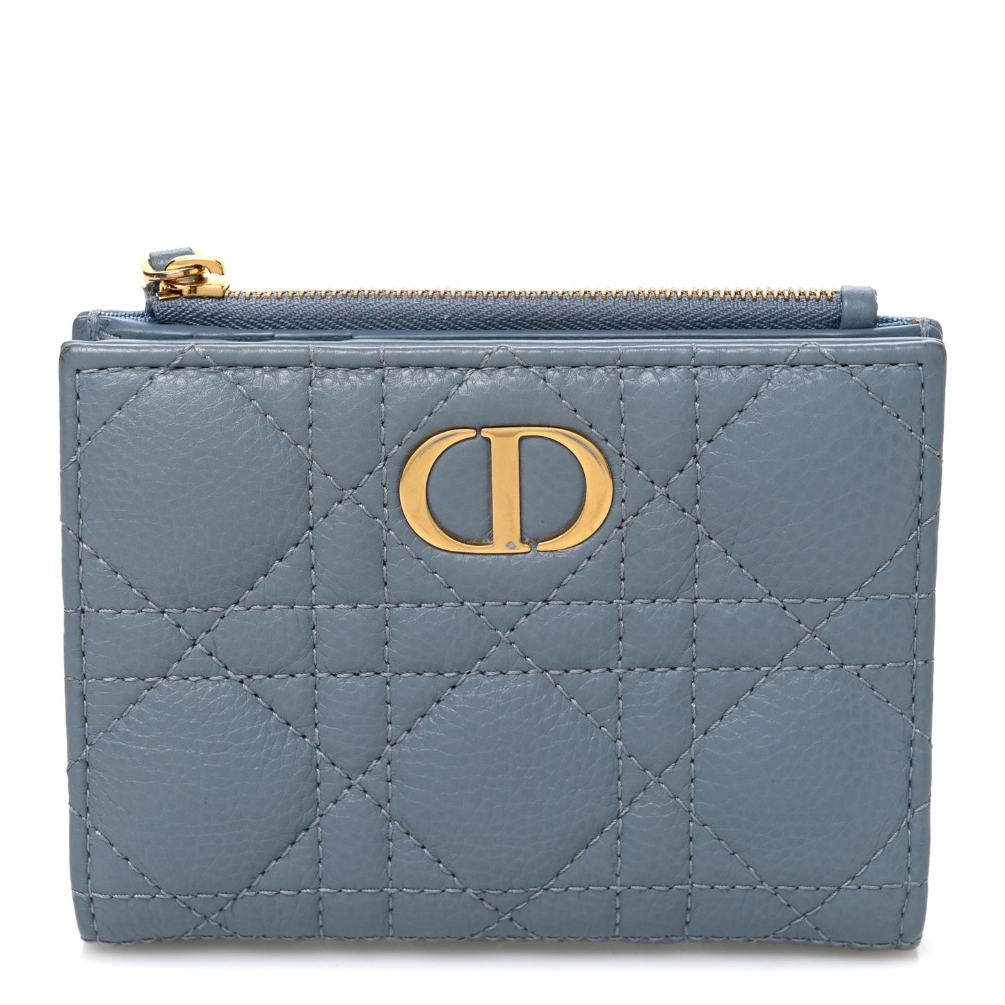 Grained Calfskin Supple Cannage Caro Dahlia Wallet Cloud Blue