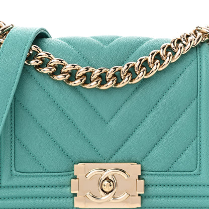 Chanel Caviar Chevron Quilted Small Boy Flap  Green 8 of 10