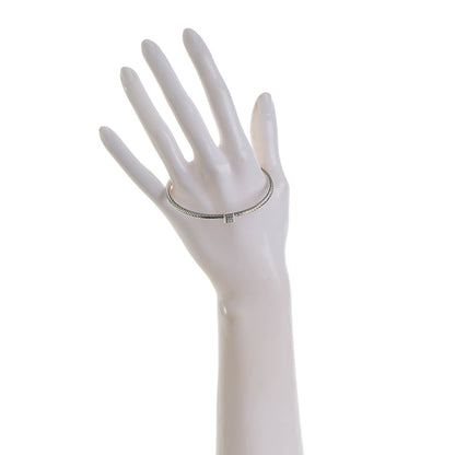 David Yurman Sterling Silver Pave Diamond 3mm Cable Wire Bangle 2 of 5