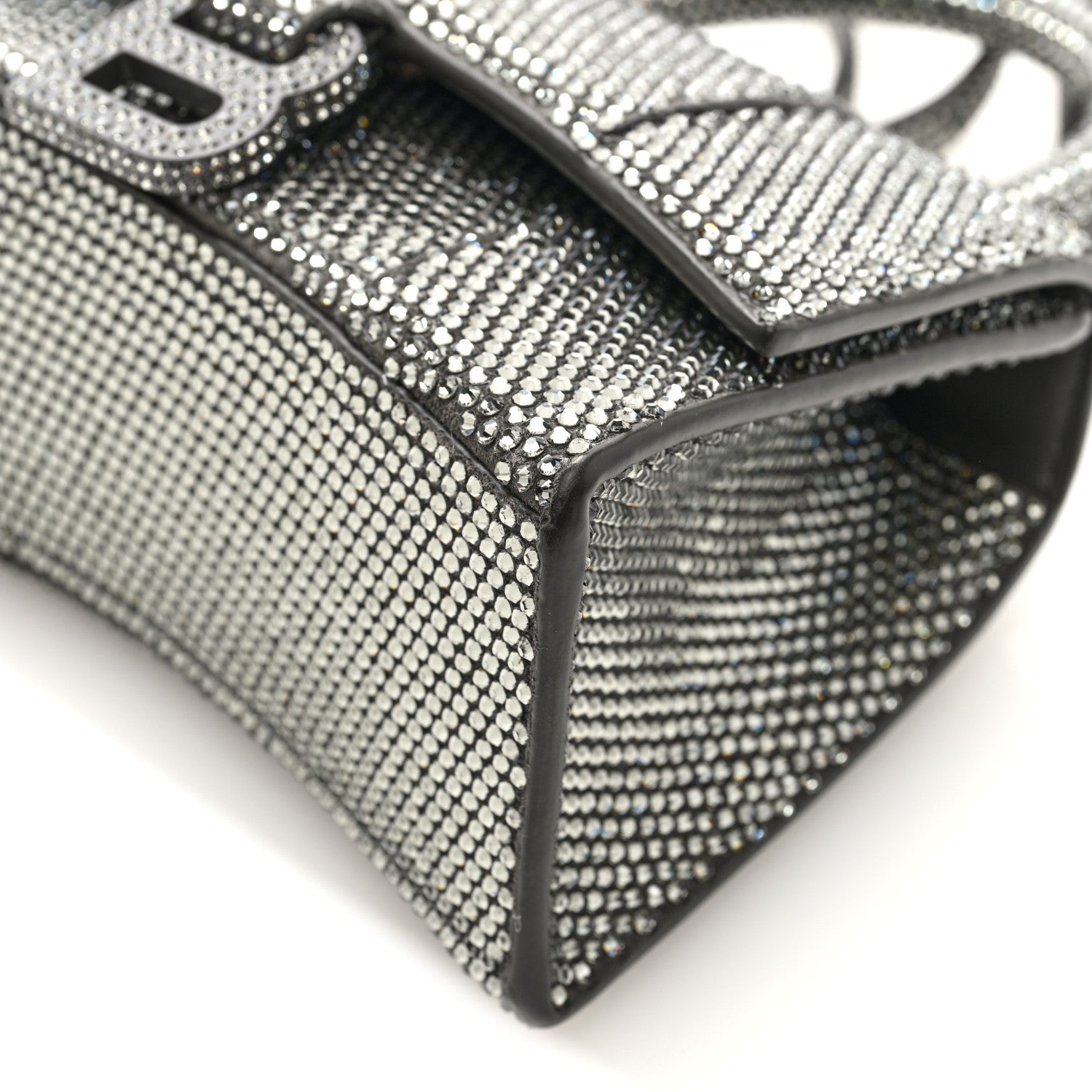 Balenciaga Strass Suede Hourglass Top Handle Bag XS Smoke Grey Crystal 9 of 9