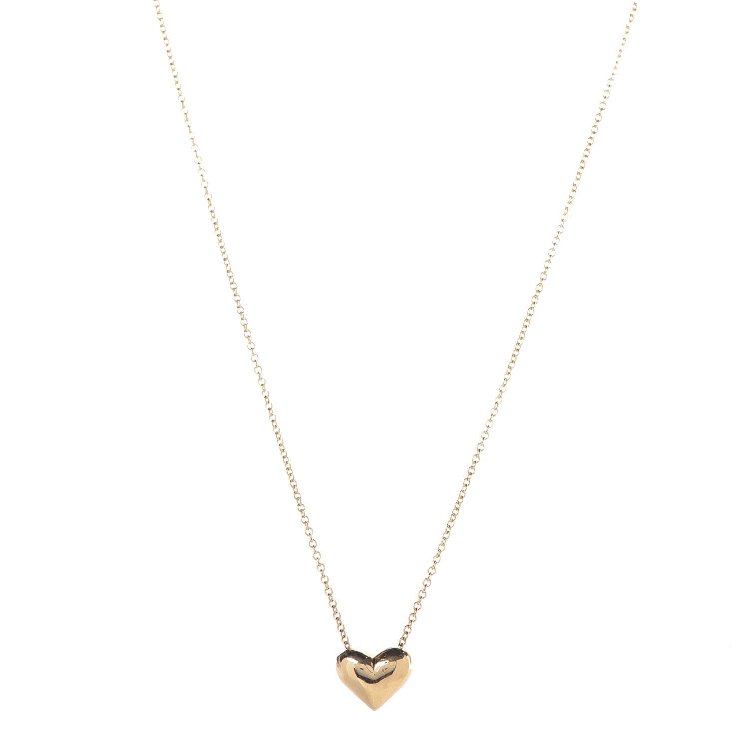 Tiffany 18K Yellow Gold Small Puff Heart Pendant Necklace 1 of 7
