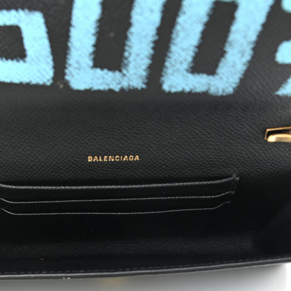 Balenciaga Signature Grained Calfskin Graffiti BB Chain Wallet Black Multicolor 4 of 10