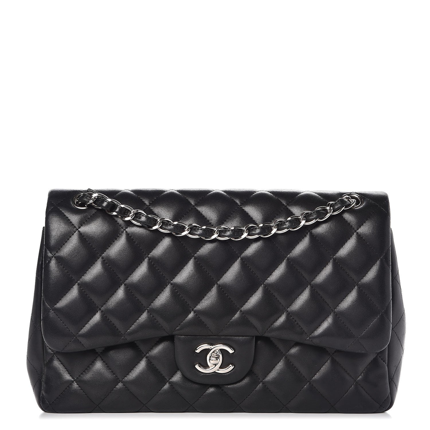 Chanel Lambskin Quilted Jumbo Double Flap Black 1 of 10
