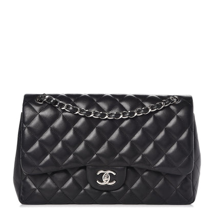 Chanel Lambskin Quilted Jumbo Double Flap Black 1 of 10