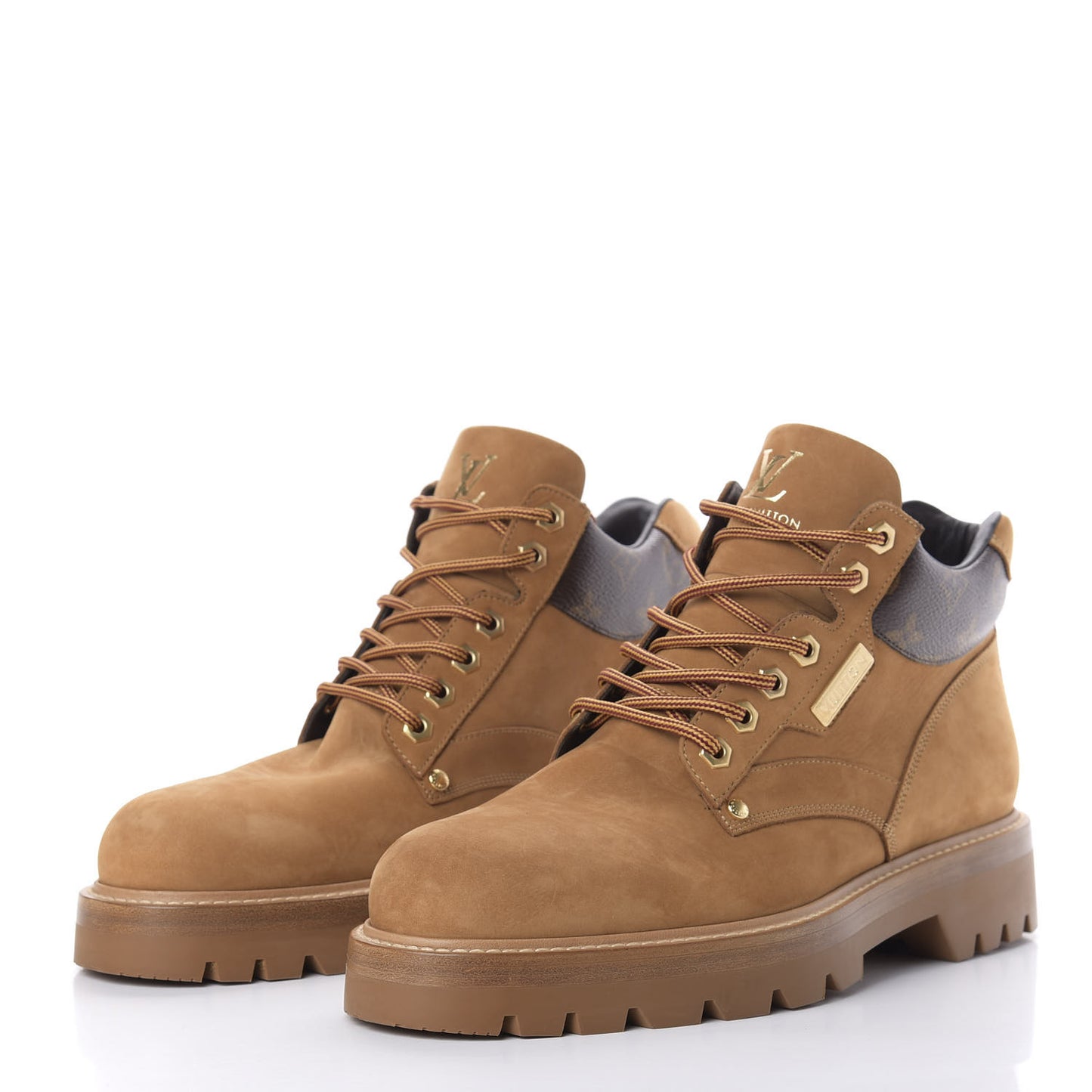 Nubuck Calfskin Monogram Oberkampf Ankle Boots 7.5 Beige