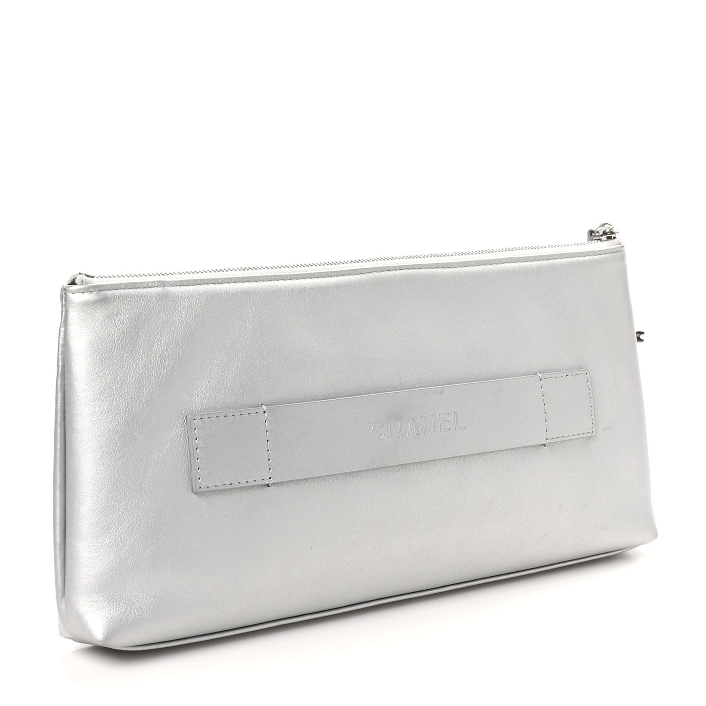 Metallic Calfskin Keyboard Pouch Silver
