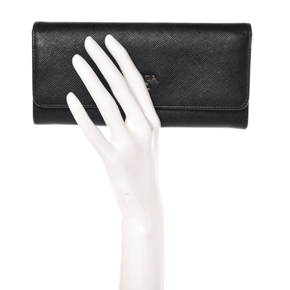Prada Saffiano Multicolor Continental Flap Wallet Nero Black Soleil 2 of 11