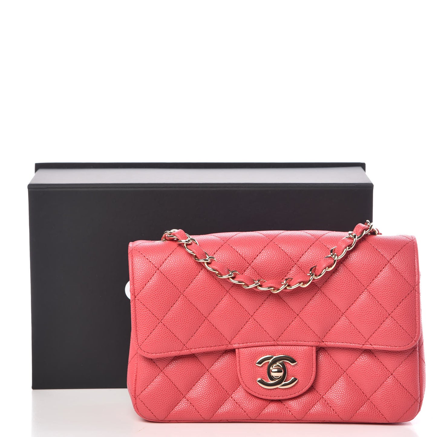 Caviar Quilted Mini Rectangular Flap Pink