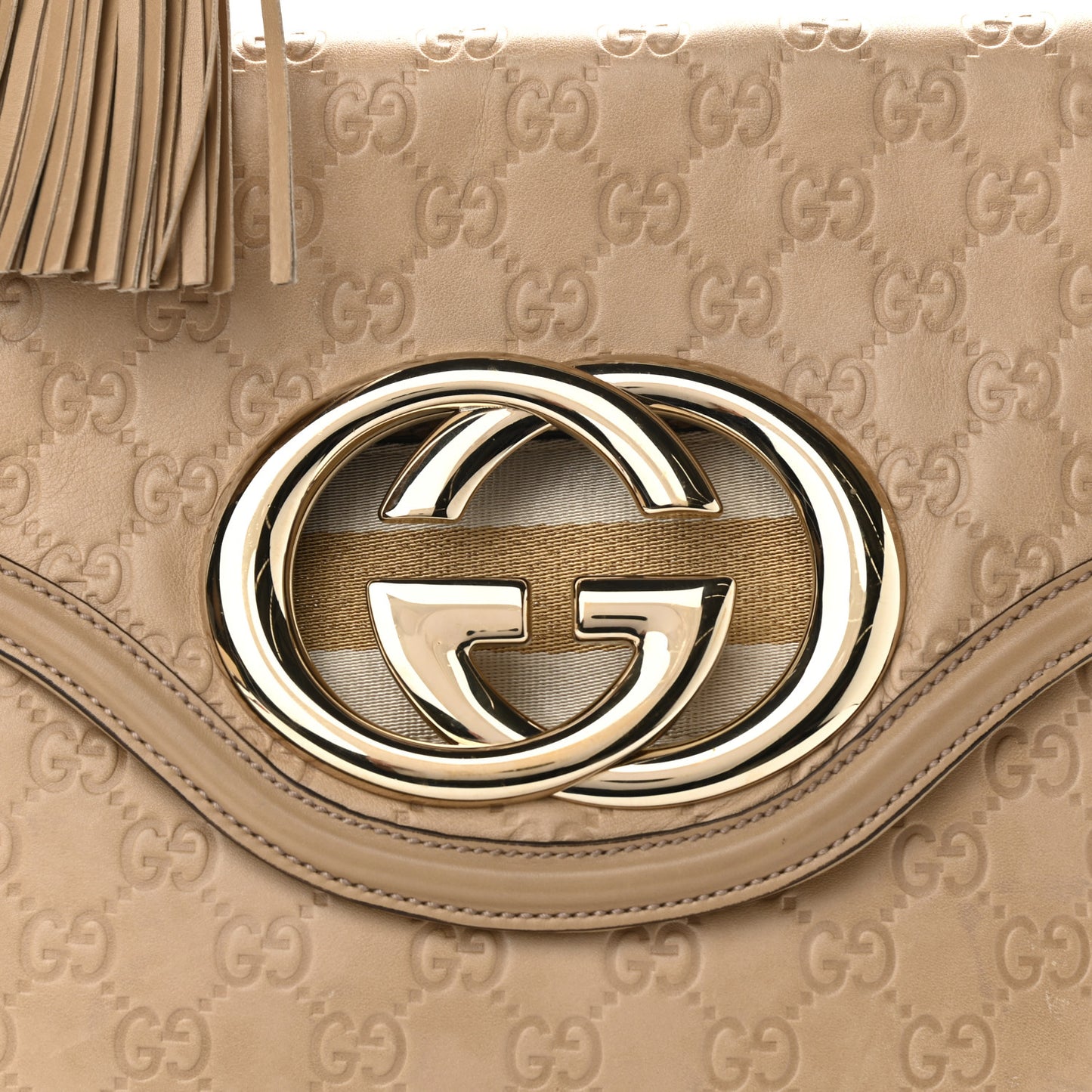 Guccissima Medium Britt Tassel Shoulder Bag Beige