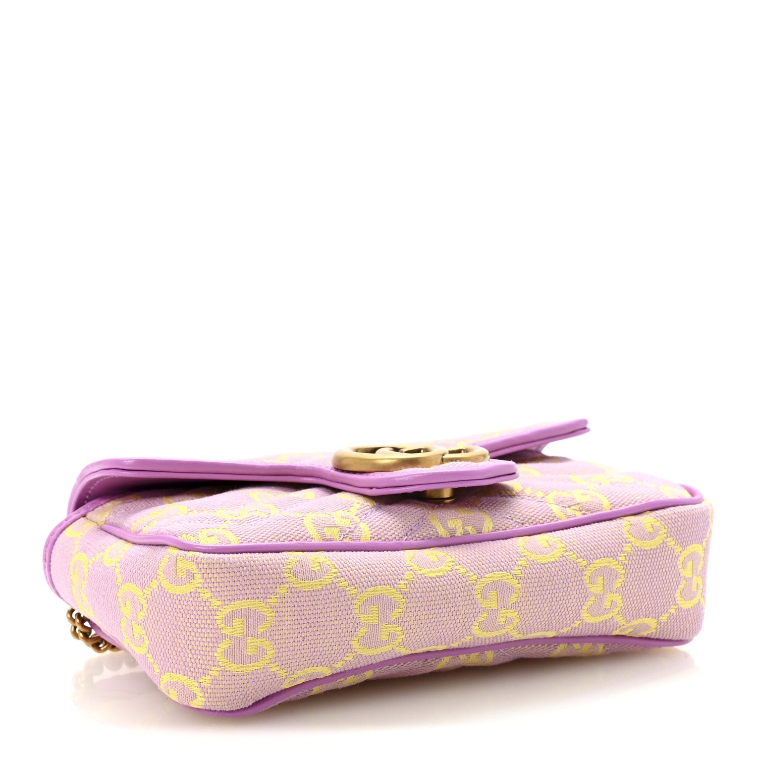 Gucci Monogram Super Mini GG Marmont Shoulder Bag Lilac Yellow 4 of 11