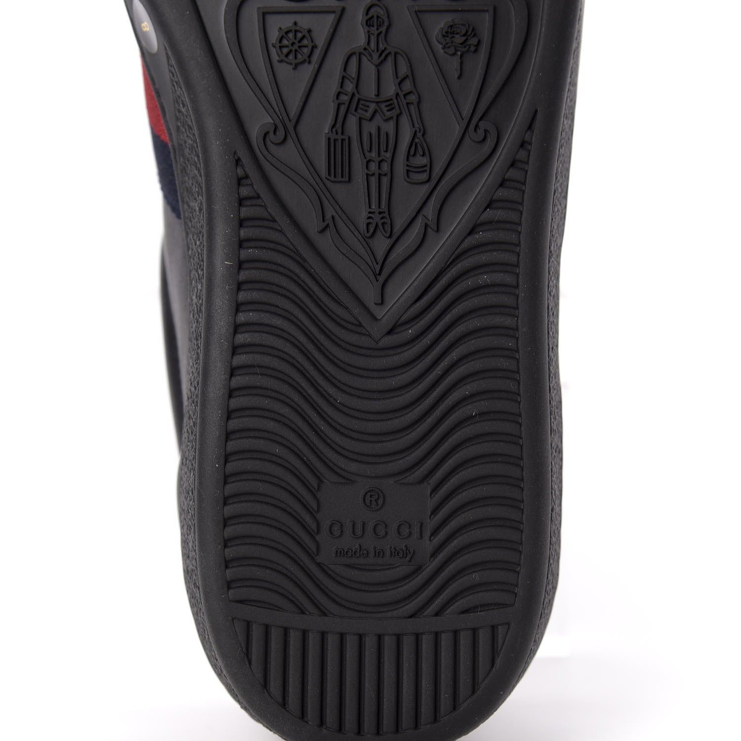 Gucci Calfskin Web Bee Embroidered Mens Ace Sneakers 8 Black 8 of 10