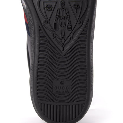 Gucci Calfskin Web Bee Embroidered Mens Ace Sneakers 8 Black 8 of 10