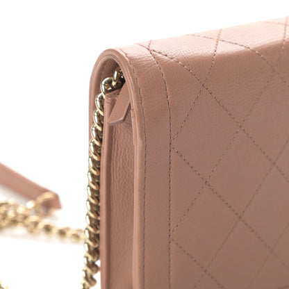 Chanel Grained Calfskin Quilted Label Click Flap Wallet On Chain WOC Pink 17 of 18