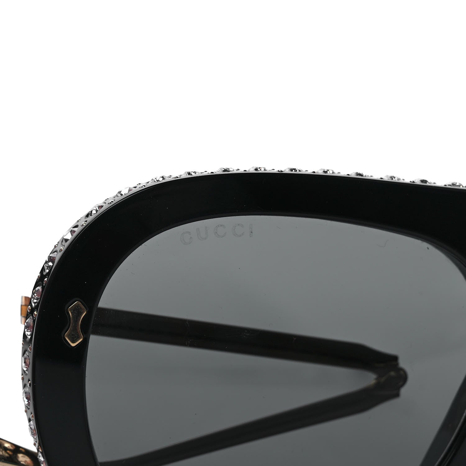 Gucci Acetate Crystal Foldable Aviator Sunglasses GG0307S Black 5 of 9