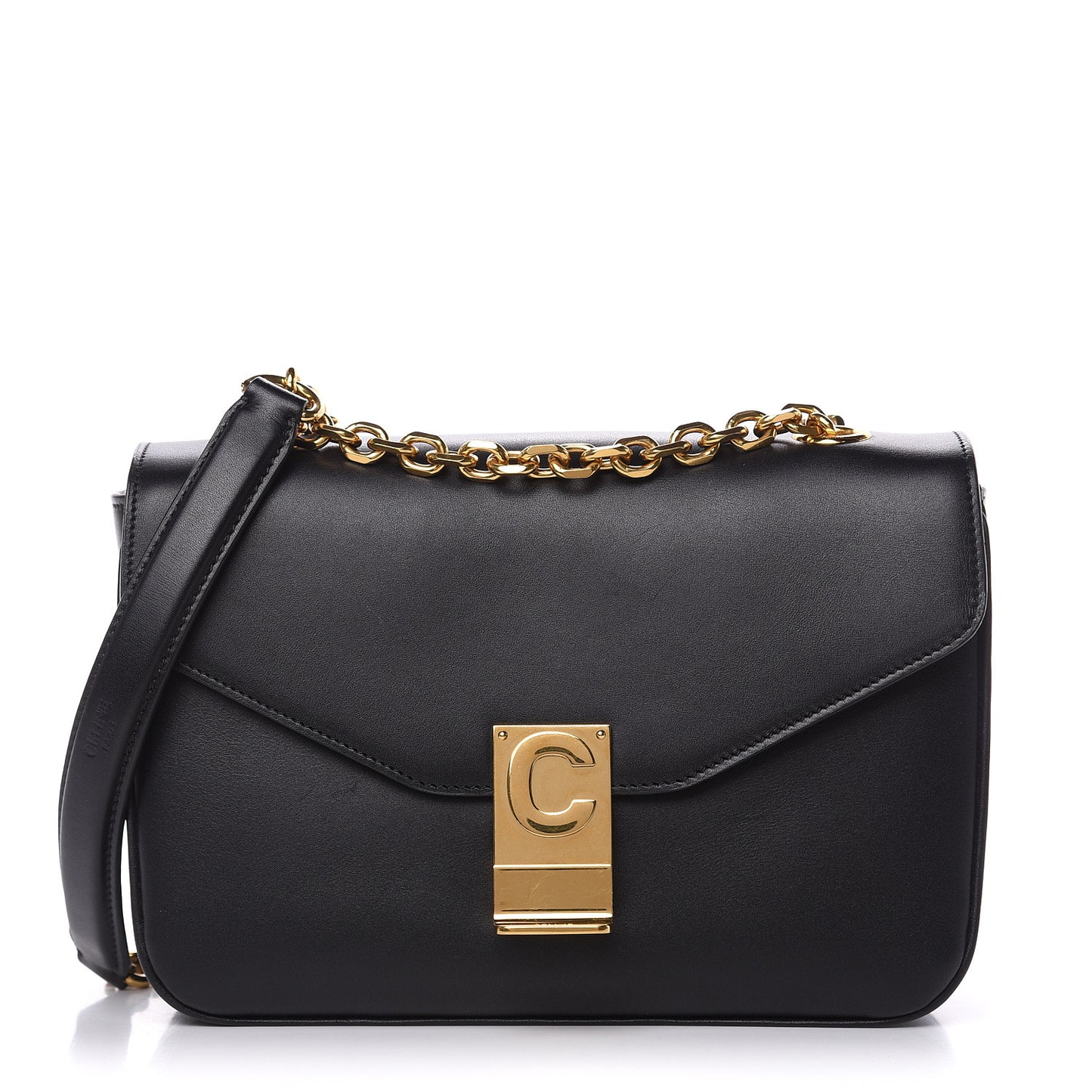 Shiny Calfskin Medium C Bag Black