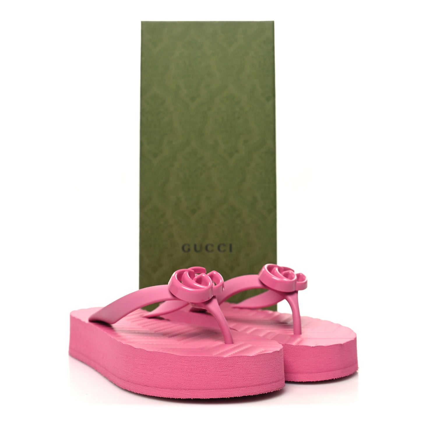 Rubber Chevron Womens GG Thong Sandals 36 Pink Tropical Flower