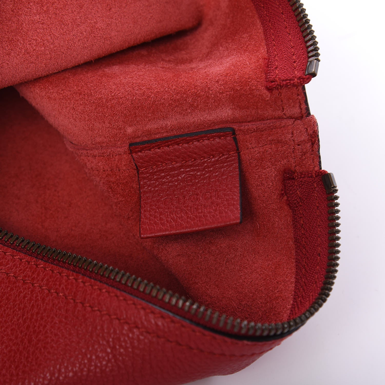 Gucci Pebbled Calfskin Medium Logo Portfolio Clutch Hibiscus Red 7 of 9