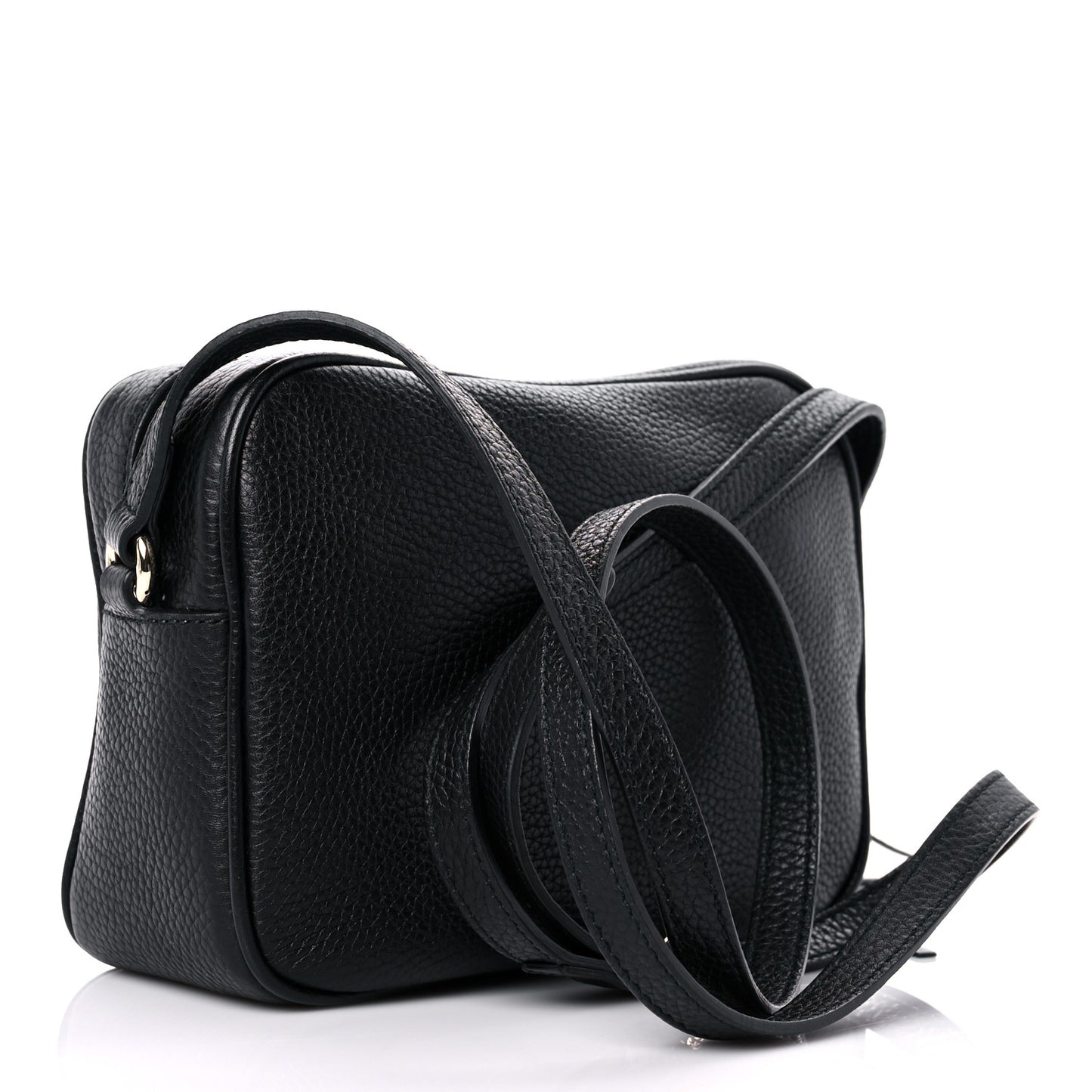 Pebbled Calfskin Small Soho Disco Bag Black