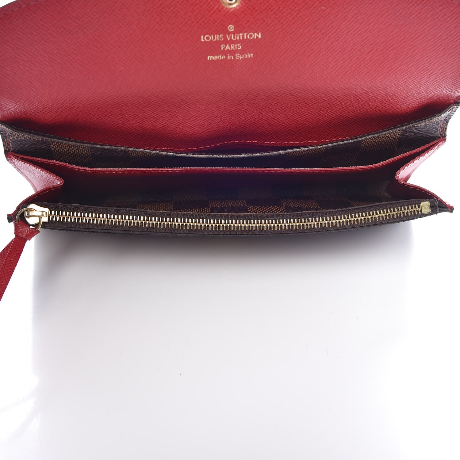 Louis Vuitton Damier Ebene Emilie Wallet Red 5 of 10