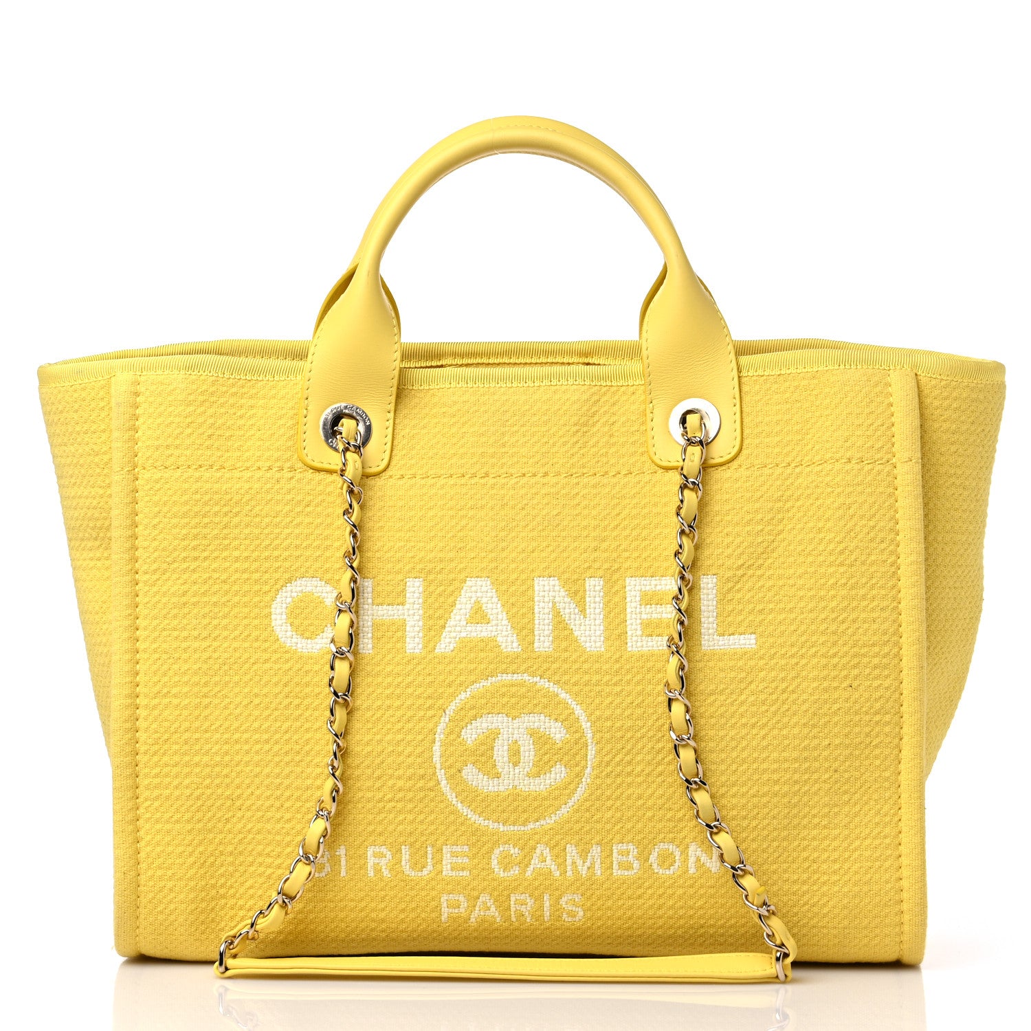 Chanel Mixed Fibers Small Deauville Tote Yellow 3 of 13