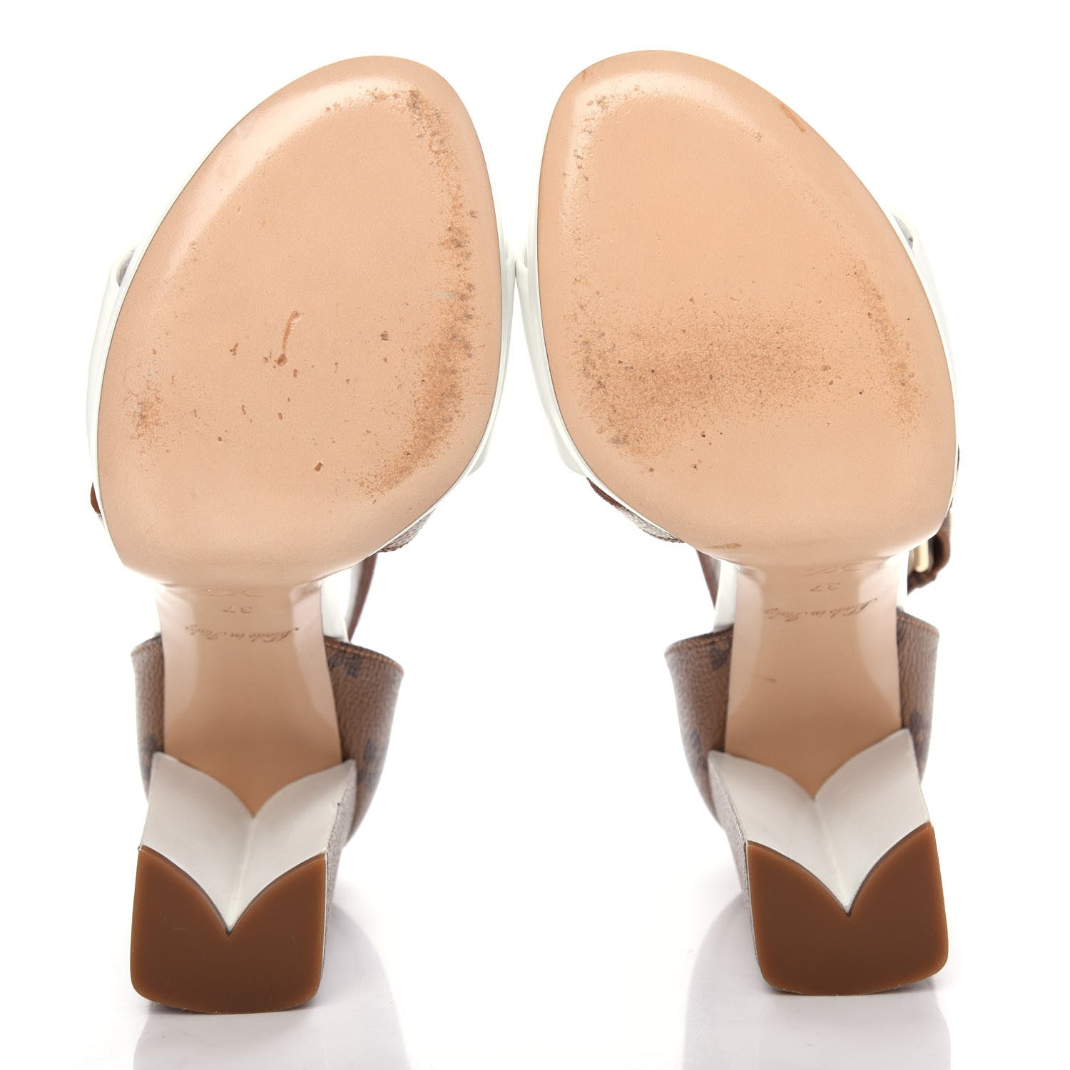 Louis Vuitton Calfskin Reverse Monogram Matchmake Cross Sandals 37 White 6 of 11
