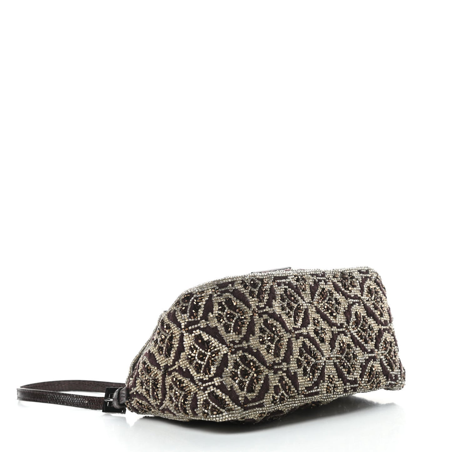 Lizard Beaded Mini Mama Baguette Brown
