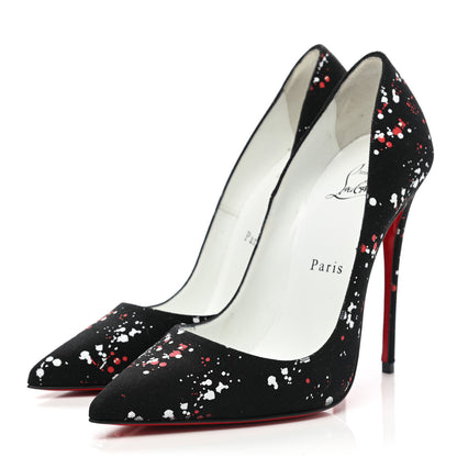 Christian Louboutin Toile Splash So Kate 120 Pumps 37 Black 3 of 8