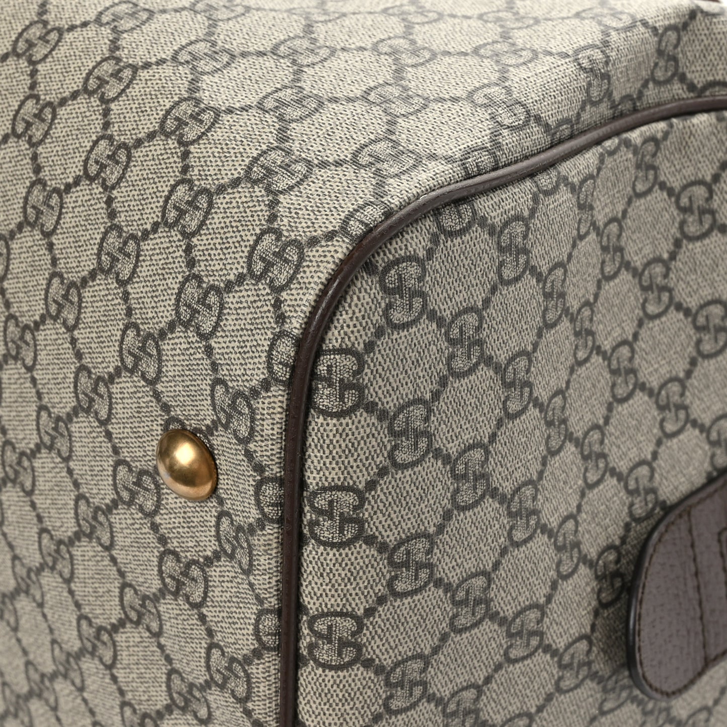 GG Supreme Monogram Textured Dollar Calfskin Web Medium Ophidia Carry-On Duffle Bag Beige Ebony New Acero